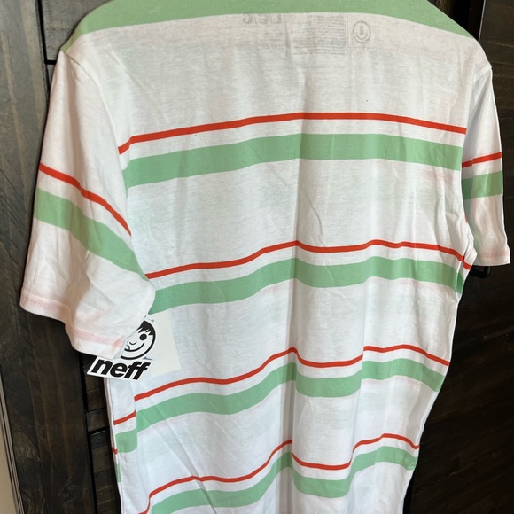 Neff White Tee with Green and Red Stripes - Picture 3 of 3